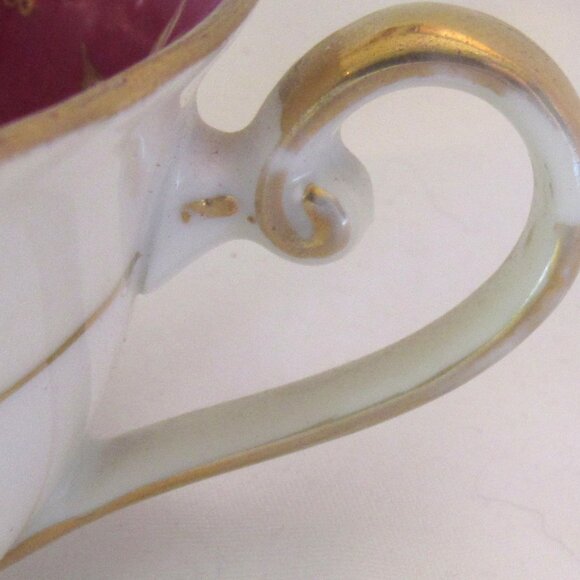 Shofu Occupied Japan Tea Cup and Saucer Hand Painted Blue Floral on Magenat I248 - Picture 8 of 9